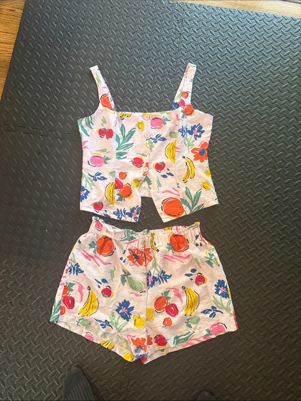 Fashion Nova White Tropical Print Tank & Shorts Set